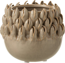 J-Line bloempot Ibiza - keramiek - grijs - small - Ø 11 cm