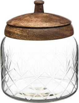 Snoeppot/voorraadpot 1,2L glas met houten deksel - 1200 ml - Bonbonnieres