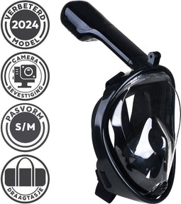 Snorkelmasker Volwassenen S/M- Snorkelset Zwart - Full Face Duikmasker - Duikbril met Snorkel - Snorkelen en duiken in 2025