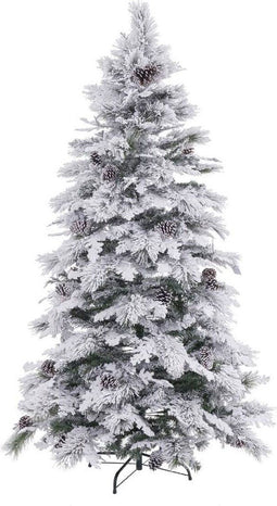 OneStop kunstkerstboom met sneeuwvlokken 180 cm PVC en PE wit/groen