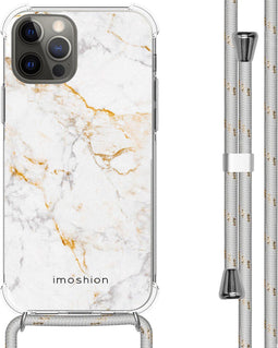 iMoshion Hoesje Geschikt voor iPhone 12 Pro / 12 Hoesje Met Koord - iMoshion Design Hoesje met Koord - Wit / White Marble