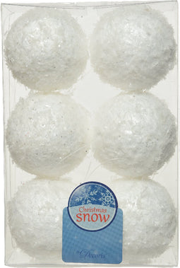 Snwbal foam d6cm wit glitter 6st