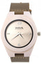Wave Hawaii Horloge Citizen Miyota Heren 4 Cm Hout/leer Wit/bruin