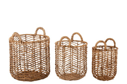 J-Line set van 3 Manden Bananen - hout/jute - naturel