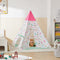 SoBuy OSS06 - Tipi Speeltent voor Kinderen - Met Draagtas - 133 x 133 x 153 cm - Wit/Roze