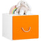 SoBuy - Speelgoedkist - wit met geel - 40x40x35 cm