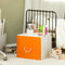 SoBuy - Speelgoedkist - wit met geel - 40x40x35 cm
