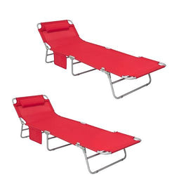 Sobuy tuin ligstoelen - 2 stuk - Rood - 195x62x29 cm