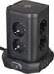 Socket tower 8-weg met 4x USB zwart 2m H05VV-F3G1.5