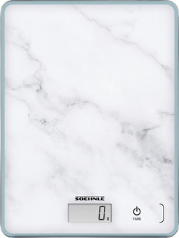 Soehnle keukenweegschaal Compact 300 - digitaal - 1 gram nauwkeurig - tot 5 kg - marmerlook - wit
