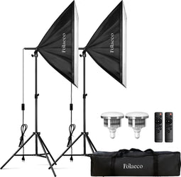 softbox set fotolamp 95W E27 3000~6500K dimbare LED-lamp verstelbaar statief voor fotostudio, video-opname, productfotografie met 2 op afstand bedienbare draagtassen
