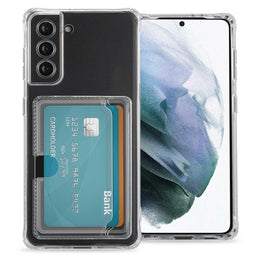 Softcase Backcover met pasjeshouder voor de Samsung Galaxy S21 - Transparant