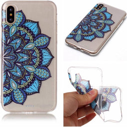 Softcase mandala bloem blauw hoes Geschikt voor iPhone X / XS