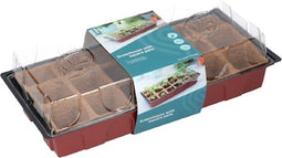 SOGO Kweekkas voor vensterbank incl. 18 turfpotjes - 11x19x39cm