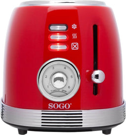 SOGO - Retro Broodrooster - 6 Warmteniveaus - 2 Extra Brede Sleuven - 1630W - Reheat en Ontdooi-functie