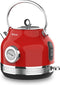 SOGO Retro Waterkoker Snoerloos RVS - 1.8 Liter - Met Thermometer - 2200W - Rood