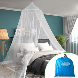 Travelhawk Klamboe XL - Rond Muskietennet - Klamboe 2 Persoons - Reisklamboe – Klamboe 1 Persoons - Mosquitonet Geschikt Voor 1 en 2 Persoons Bed