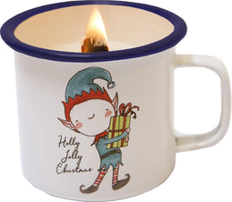 SOJAKAARS IN EMAILLE BEKER (8X8CM) KERST ELF - JOYIN