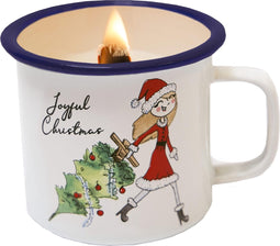SOJAKAARS IN EMAILLE BEKER (8X8CM) KERST MEISJE MET KERSTBOOM - JOYIN