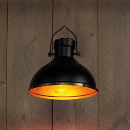 Solar hanglamp/lampenkap zwart met goud indoor/outdoor 23 cm - Verlichting geschikt voor buiten - Tuinverlichting