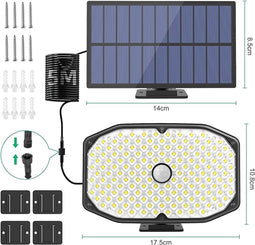 Solar Led Lampen, 2-pack - 146 LED Superhelder Wit, IP65 Waterdicht, Bewegingssensor, Gesplitst Paneelontwerp voor Voordeur, Tuin, Garage, en Meer