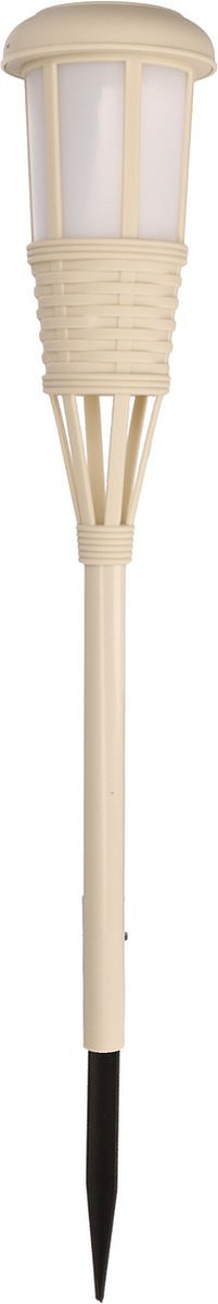 Solar tuinfakkel/tuinlamp wit op zonne-energie 61 cm - Prikspots tuinverlichting