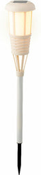 Solar tuinfakkel/tuinlamp wit op zonne-energie 61 cm - Prikspots tuinverlichting