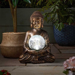 Solar tuinverlichting Boeddha - 10 Leds - 35 cm