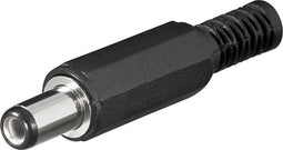 Soldeerbare DC plug 2,1 x 5,5 (9mm lang) met knikbeschermer