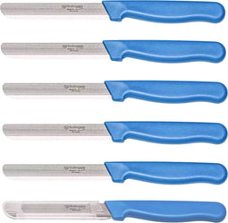 Solingen Allround tafelmes - microkartel - brede smeerkant - RVS - 21,5 cm - blauw - set van 6