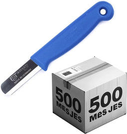 Solingen Bandstaal Mes - HACCP - Blauw - RVS Lemmet 40 mm - Voedselveiligheid voor Oogsten - 500 stuks