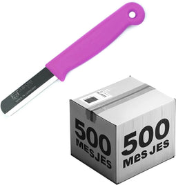 Solingen Bandstaal Mes - HACCP - Roze - RVS Lemmet 40 mm - Voedselveiligheid voor Oogsten - 500 stuks