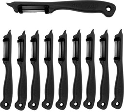 Solingen Dunschiller Dubbel Mes - voor Fruit- en Groenteschiller - Kunststof - Zwart - 10 stuks