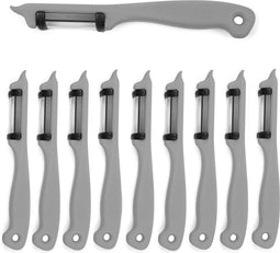 Solingen Dunschiller Dubbel Mes - voor Fruit- en Groenteschiller - Kunststof - Grijs - 10 stuks