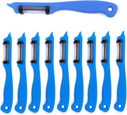 Solingen Dunschiller Dubbel Mes - voor Fruit- en Groenteschiller - Kunststof - Blauw - 10 stuks