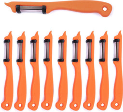 Solingen Dunschiller Dubbel Mes - voor Fruit- en Groenteschiller - Kunststof - Oranje - 10 stuks