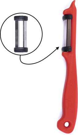 Solingen Dunschiller Dubbel Mes - voor Fruit- en Groenteschiller - Kunststof - Rood