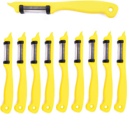 Solingen Dunschiller Dubbel Mes - voor Fruit- en Groenteschiller - Kunststof - Geel - 10 stuks