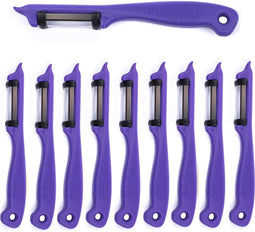 Solingen Dunschiller Dubbel Mes - voor Fruit- en Groenteschiller - Kunststof - Paars - 10 stuks