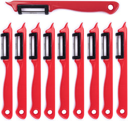 Solingen Dunschiller Enkel Mes - voor Fruit- en Groenteschiller - Kunststof - Rood - 10 stuks