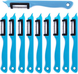 Solingen Dunschiller Enkel Mes - voor Fruit- en Groenteschiller - Kunststof - Blauw - 10 stuks