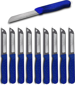Solingen Kartelmes - Tomatenmes met Kartel - Robuust Handvat - RVS - 18.5 cm met "Blade Cover" - Blauw Glitter - 10 stuks