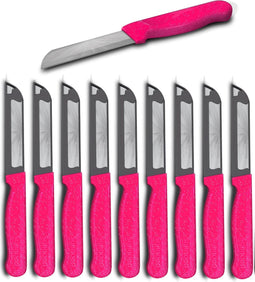 Solingen Kartelmes - Tomatenmes met Kartel - Robuust Handvat - RVS - 18.5 cm met "Blade Cover" - Roze Glitter - 10 stuks