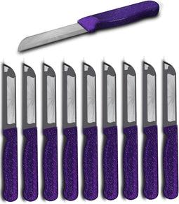 Solingen Kartelmes - Tomatenmes met Kartel - Robuust Handvat - RVS - 18.5 cm met "Blade Cover" - Paars Glitter - 10 stuks