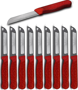 Solingen Kartelmes - Tomatenmes met Kartel - Robuust Handvat - RVS - 18.5 cm met "Blade Cover" - Rood Glitter - 10 stuks