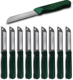 Solingen Kartelmes - Tomatenmes met Kartel - Robuust Handvat - RVS - 18.5 cm met "Blade Cover" - Groen Glitter - 10 stuks