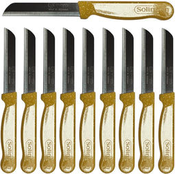 Solingen Kartelmes - Tomatenmes met Kartel - Robuust Handvat - RVS - 18.5 cm met "Blade Cover" - Goud Glitter - 10 Stuks