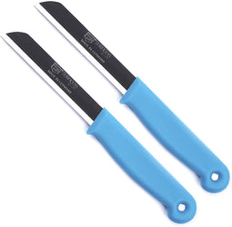 Solingen Kartelmes - Tomatenmes met Kartel - RVS - 18,5 cm met "Blade Cover" - Blauw / Turquoise - 2 stuks