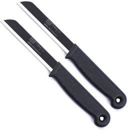 Solingen Kartelmes - Tomatenmes met Kartel - RVS - 18,5 cm met "Blade Cover" - Zwart - 2 stuks