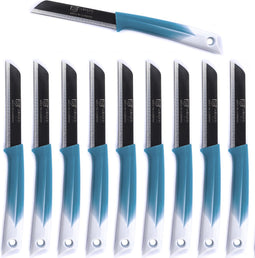 Solingen Kartelmes - Tomatenmes met Kartel - RVS - 19 cm met "Blade Cover" - Bi-Color Turquoise met Wit - 10 stuks